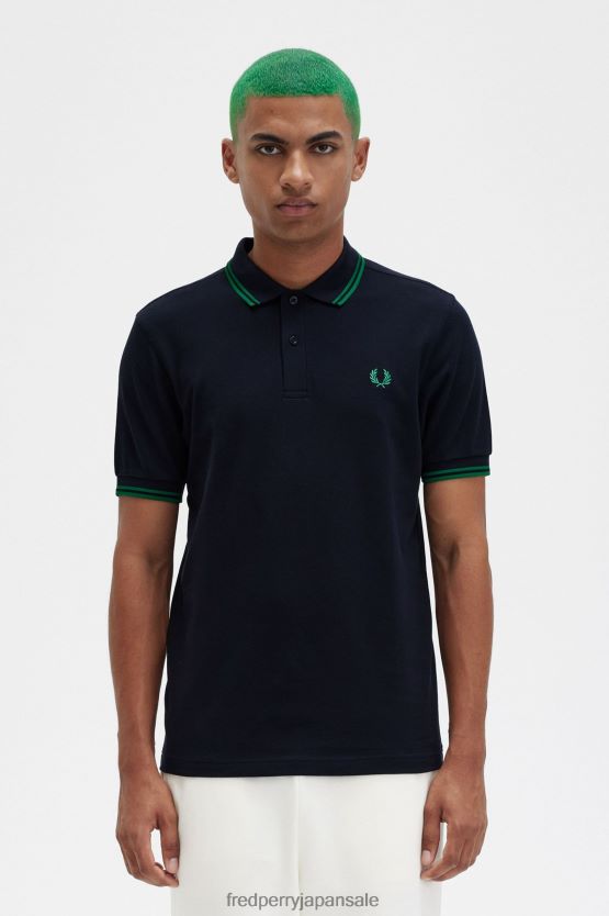 M3600 2 シャツ 男性 Fred Perry ネイビー/グリーン F0R402290 衣類
