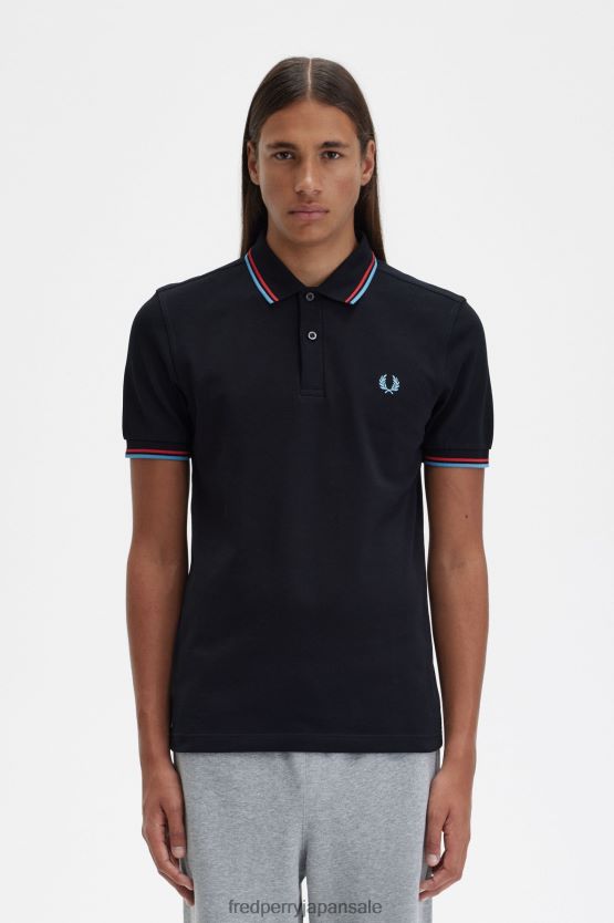 M3600 2 シャツ 男性 Fred Perry ブラック/ウォッシュレッド/ソフトブルー F0R402292 衣類
