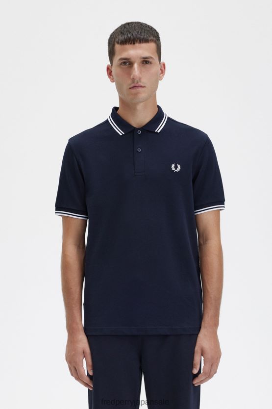 M3600 2 シャツ 男性 Fred Perry ネイビー/ホワイト F0R402294 衣類