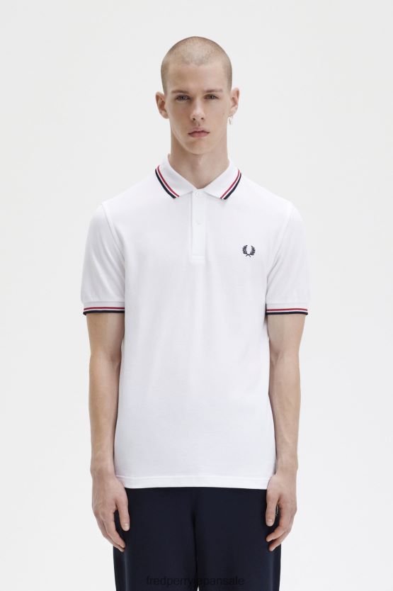 M3600 2 シャツ 男性 Fred Perry ホワイト/ブライトレッド/ネイビー F0R402297 衣類