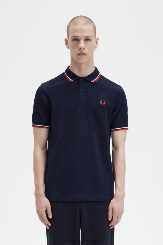 M3600 2 シャツ 男性 Fred Perry ネイビー/ホワイト/レッド F0R402299 衣類
