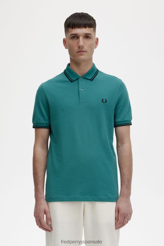 M3600 3 シャツ 男性 Fred Perry ディープミント/ブラック F0R402307 衣類