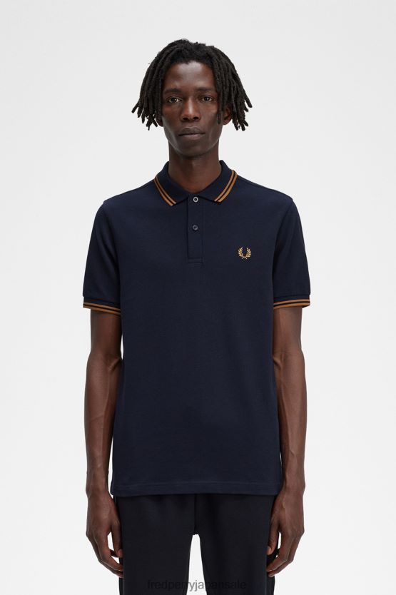 M3600 3 シャツ 男性 Fred Perry ネイビー/ダークキャラメル F0R402318 衣類