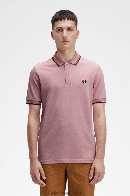 M3600 3 シャツ 男性 Fred Perry チョークピンク/ウォッシュレッド/ブラック F0R402321 衣類