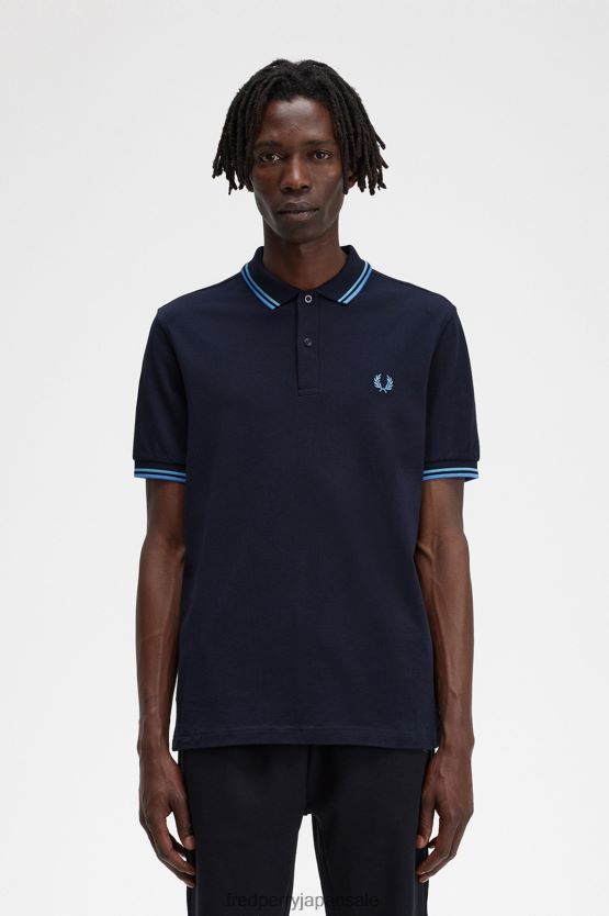 M3600 3 シャツ 男性 Fred Perry ネイビー/ソフトブルー/トワイライトブルー F0R402347 衣類