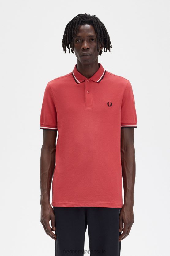 M3600 3 シャツ 男性 Fred Perry ウォッシュレッド/スノーホワイト/ブラック F0R402367 衣類