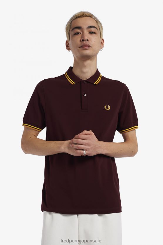 M3600 3 シャツ 男性 Fred Perry オックスブラッド/エレクトリックイエロー/ゴールド F0R402377 衣類