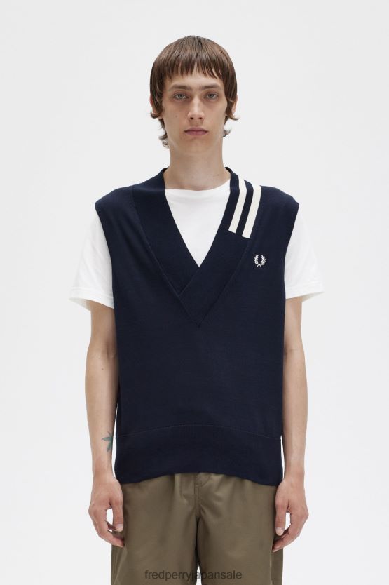 チップ Vネック ニットタンク 男性 Fred Perry 海軍 F0R402437 衣類