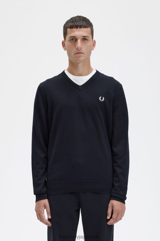 クラシックなVネックセーター 男性 Fred Perry 黒 F0R402461 衣類