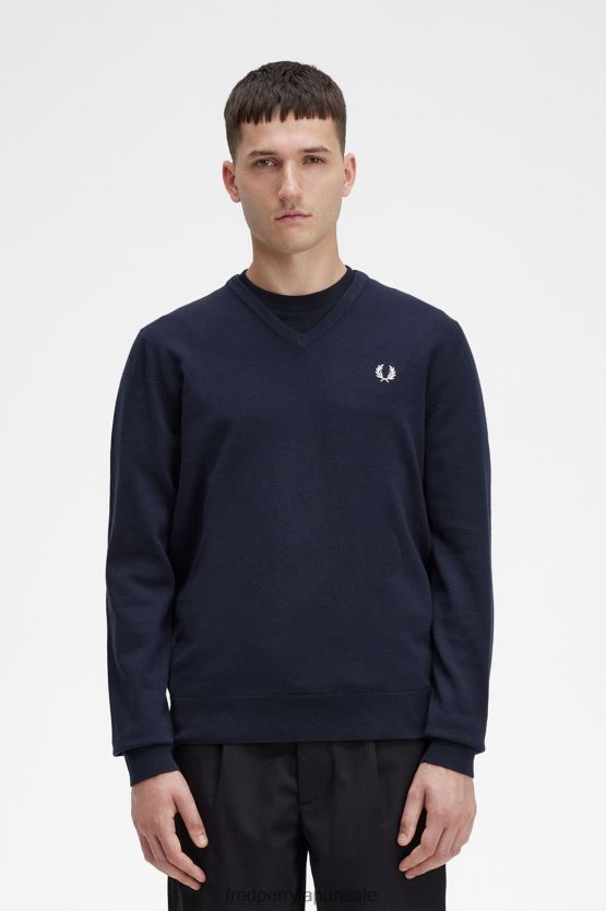 クラシックなVネックセーター 男性 Fred Perry 海軍 F0R402462 衣類