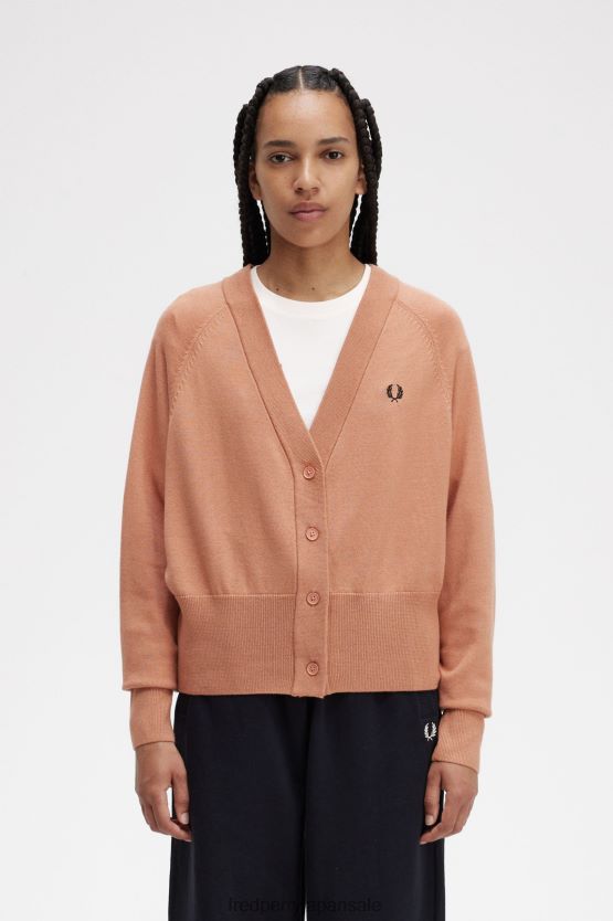 Vネックカーディガン 女性 Fred Perry 軽い錆び F0R402682 衣類