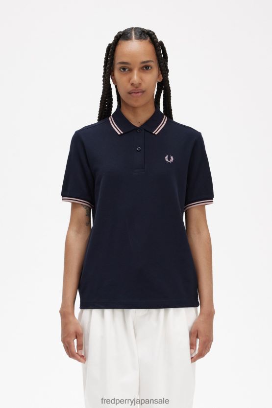 g3600 女性 Fred Perry ネイビー/チョーキーピンク F0R402635 衣類