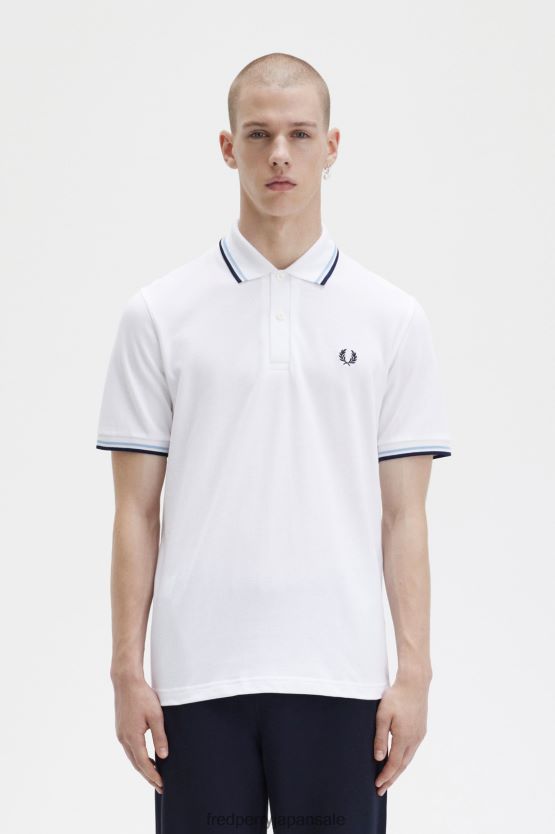 m12 男性 Fred Perry ホワイト/アイス/ネイビー F0R402323 衣類