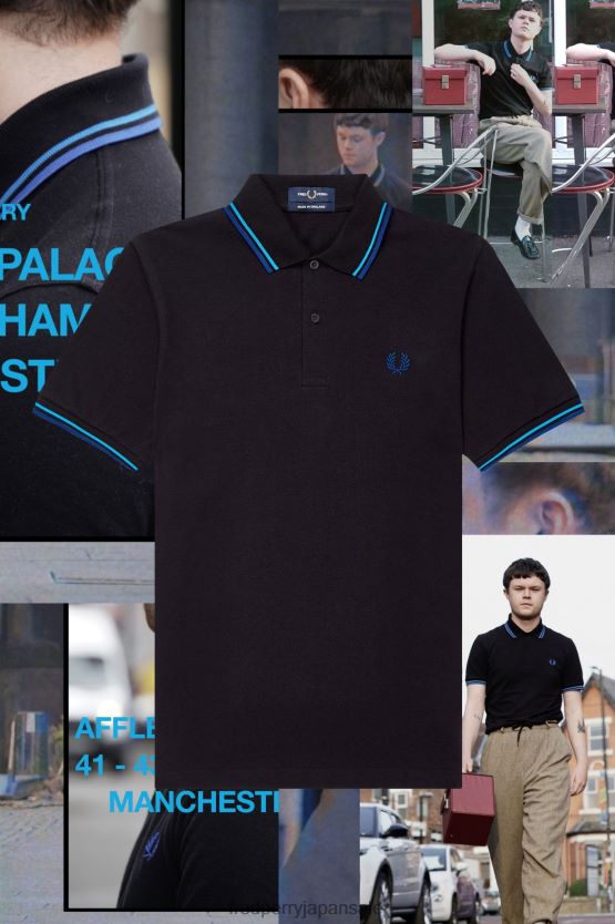 m12 男性 Fred Perry ブラック/ストックポート スカイブルー ブルー/マンチェスターブルー F0R402334 衣類