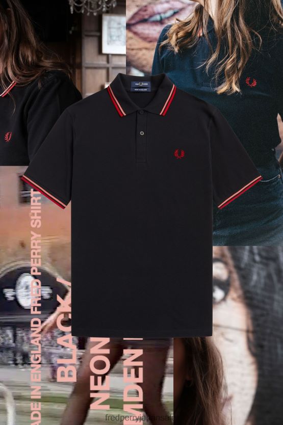 m12 男性 Fred Perry ブラック/コーラルヒート/カムデンブリック F0R402338 衣類
