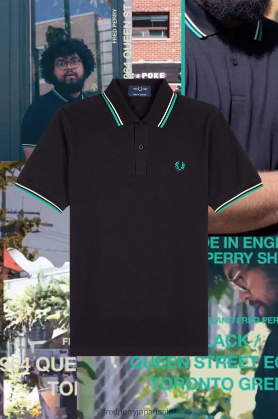 m12 男性 Fred Perry ブラック/クイーンストリート/トロントグリーン F0R402343 衣類