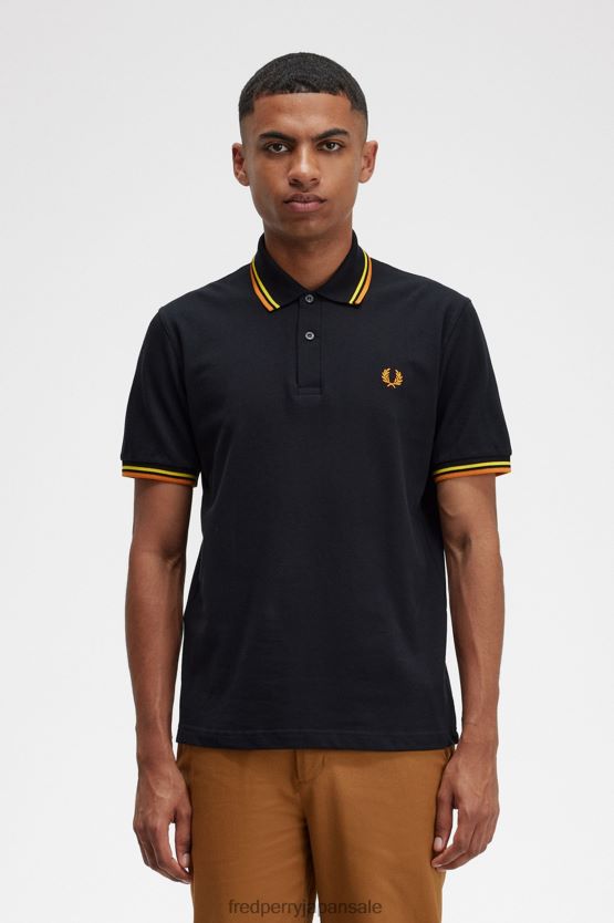 m12 男性 Fred Perry ブラック/サイバーイエロー/サイバーオレンジ F0R402352 衣類