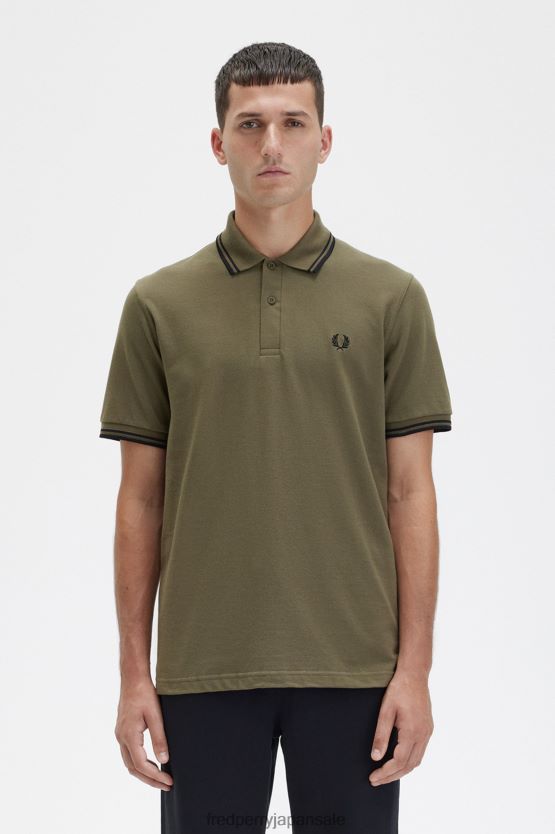 m12 男性 Fred Perry ユニフォームグリーン/ブラック F0R402353 衣類