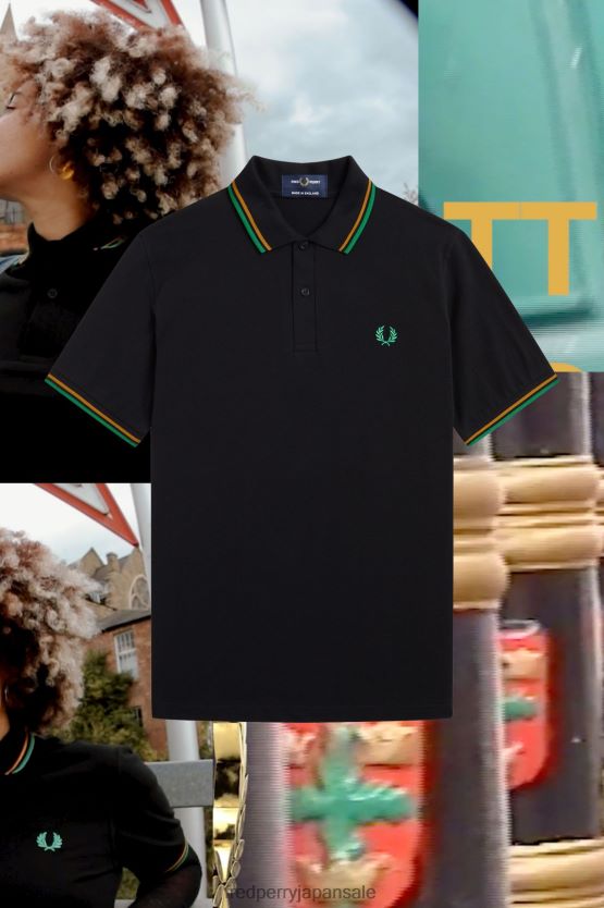 m12 男性 Fred Perry ブラック/ノッティンガムゴールド/フォレストグリーン F0R402364 衣類