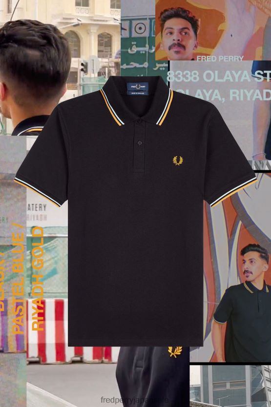 m12 男性 Fred Perry ブラック/パステルブルー/リヤドゴールド F0R402369 衣類