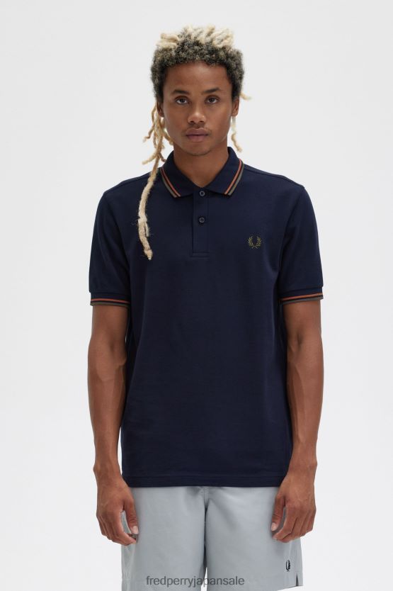 m3600 シャツ1枚 男性 Fred Perry ネイビー/ナッツフレーク/ユニフォームグリーン F0R402260 衣類