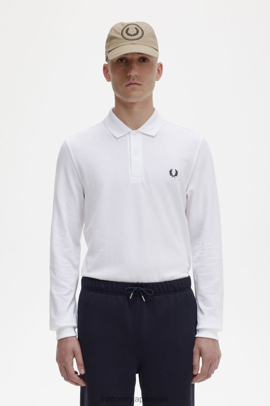 m6006 男性 Fred Perry ホワイトネイビー F0R402359 衣類