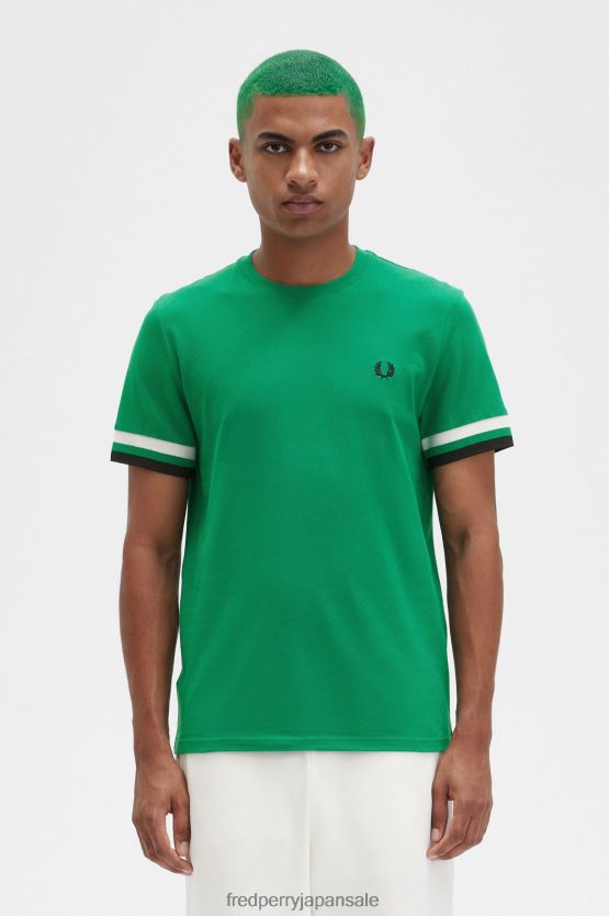 大胆なチップピケ Tシャツ 男性 Fred Perry 緑 F0R402492 衣類
