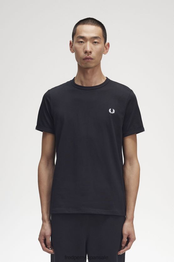 リンガーTシャツ 男性 Fred Perry 黒 F0R402499 衣類