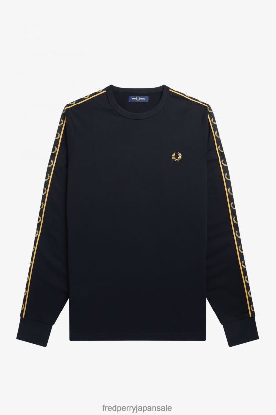 コントラストテープ ロングスリーブ Tシャツ 男性 Fred Perry 黒金 F0R402502 衣類