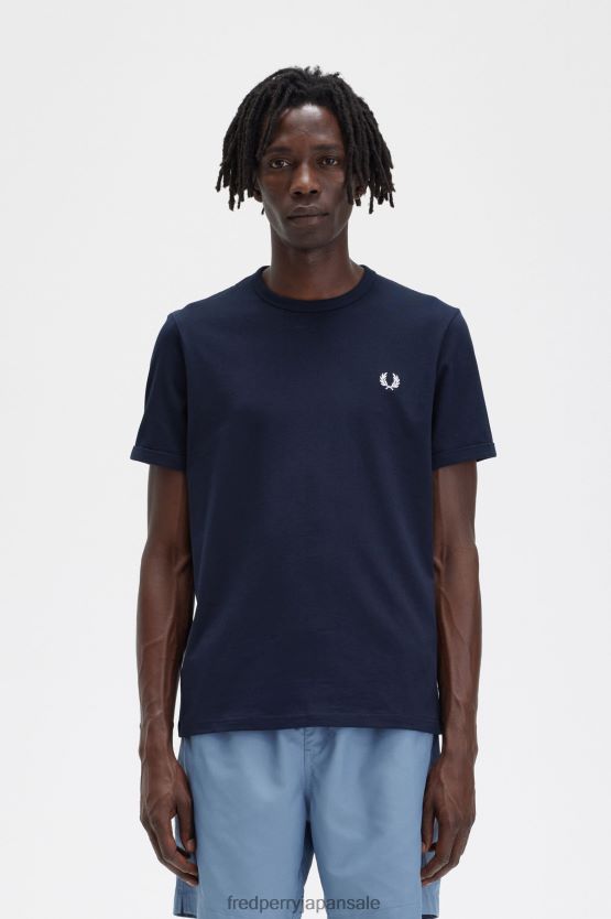 リンガーTシャツ 男性 Fred Perry 海軍 F0R402504 衣類