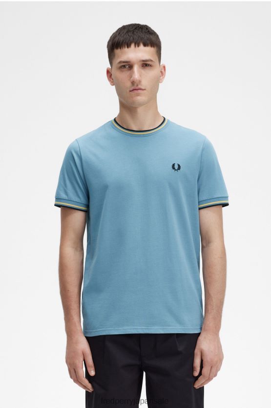 ツインチップTシャツ 男性 Fred Perry アッシュブルー F0R402511 衣類