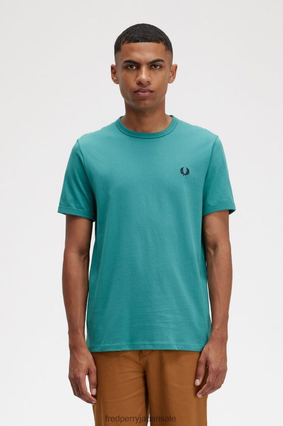 リンガーTシャツ 男性 Fred Perry ディープミント F0R402531 衣類