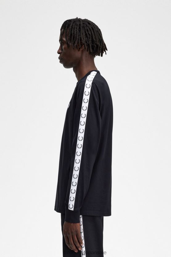 テープ付きロングスリーブTシャツ 男性 Fred Perry 黒 F0R402541 衣類