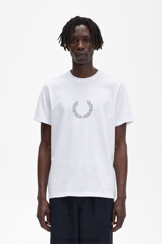 反射月桂冠 T シャツ 男性 Fred Perry 白 F0R402549 衣類