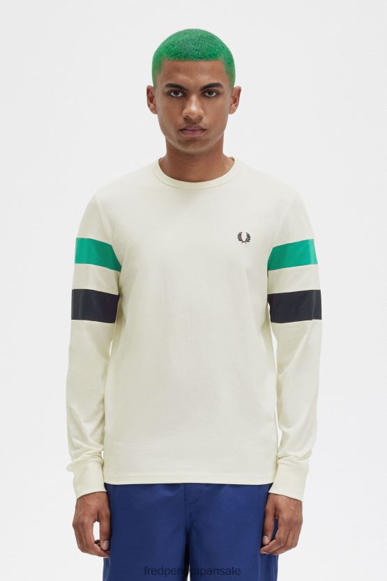 パネルスリーブ ロングスリーブ Tシャツ 男性 Fred Perry 生成り F0R402564 衣類