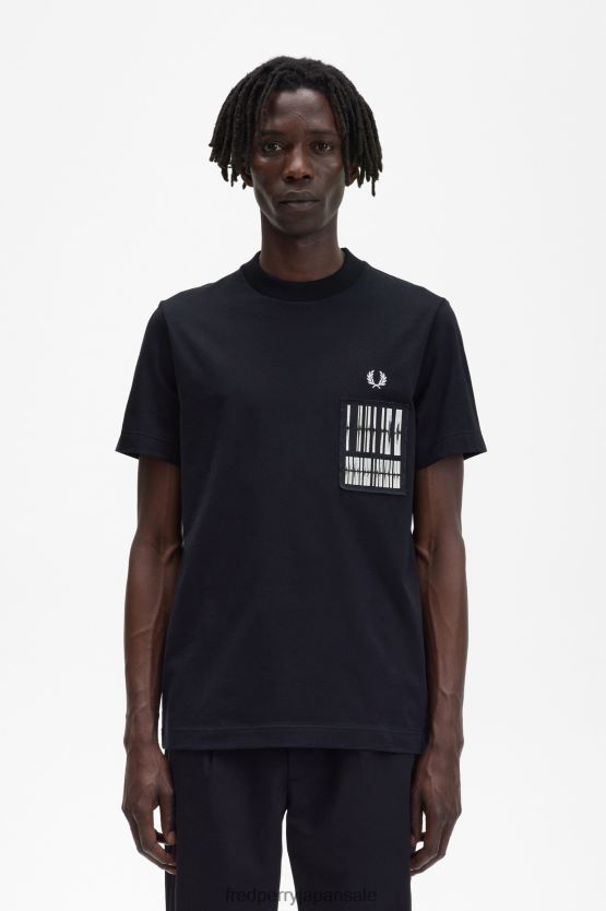 サウンドウェーブ パッチ Tシャツ 男性 Fred Perry 黒 F0R402571 衣類