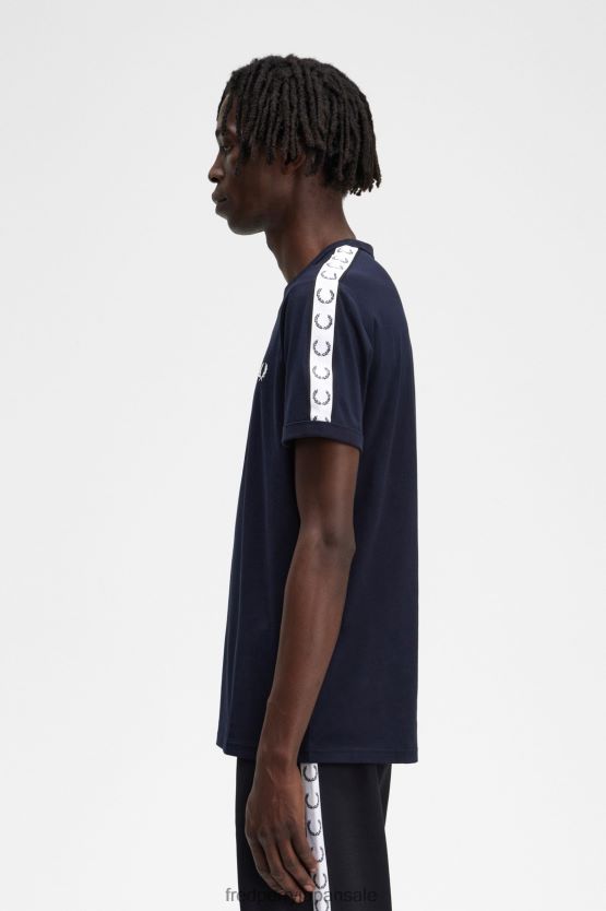 テープ付きリンガーTシャツ 男性 Fred Perry カーボンブルー F0R402575 衣類