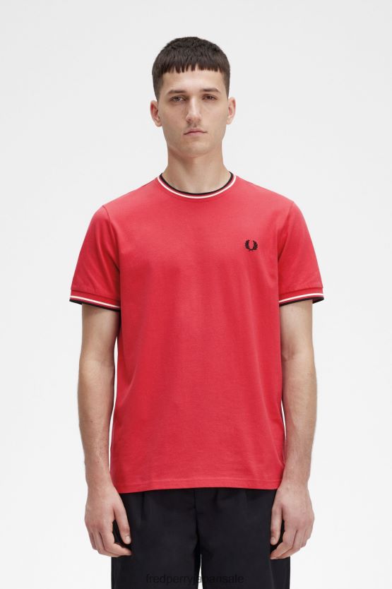 ツインチップTシャツ 男性 Fred Perry 洗った赤 F0R402576 衣類