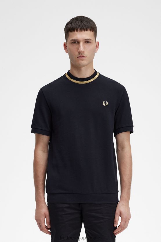 クルーネックピケTシャツ 男性 Fred Perry 黒 F0R402578 衣類