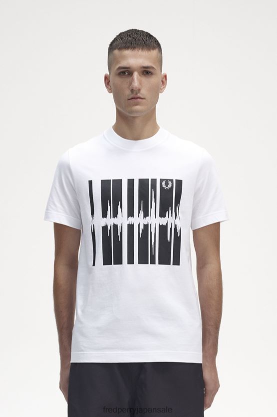 サウンドウェーブ グラフィック T シャツ 男性 Fred Perry 白 F0R402581 衣類