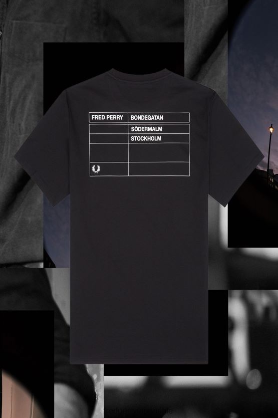ストックホルムリンガーTシャツ 男性 Fred Perry 黒 F0R402592 衣類