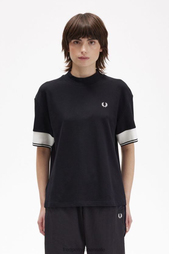 ティップドカフ ピケ Tシャツ 女性 Fred Perry 黒 F0R402652 衣類