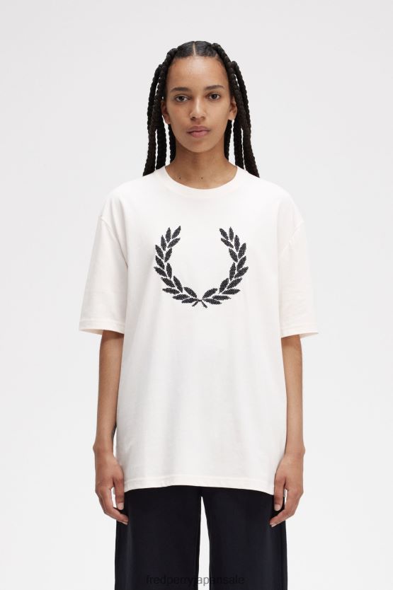 大胆な月桂冠 T シャツ 女性 Fred Perry シルキーピーチ F0R402664 衣類