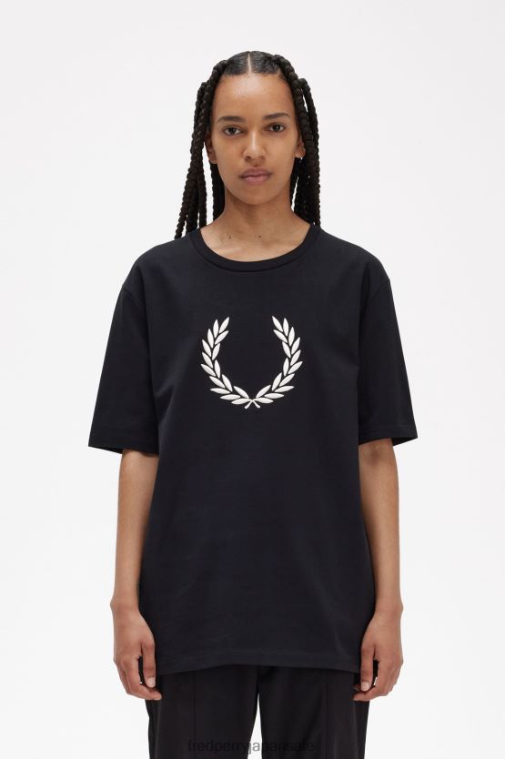 月桂冠 Tシャツ 女性 Fred Perry 黒 F0R402665 衣類